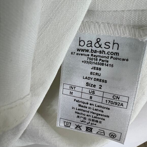 ba&sh Jess Asymetrical White Sleeveless V-Neck Mini Dress Women Size EU 2 Us M 8 - Picture 8 of 9